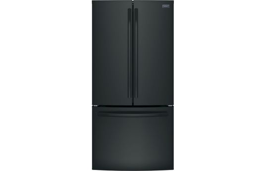 image of an affordable double door refrigerator in the color black